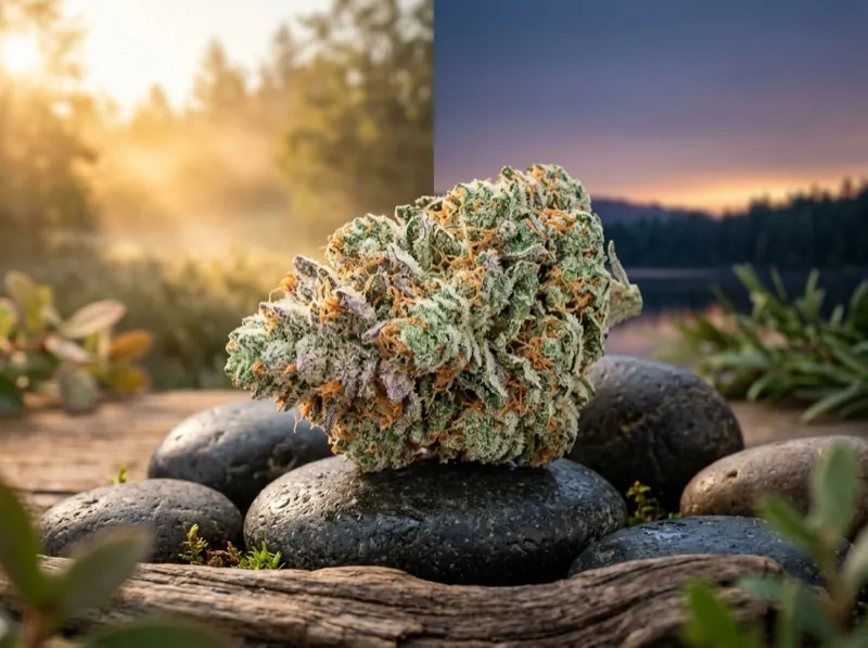 Ботанічна макроілюстрація суцвіття культивару Pineapple Express (Ананасовый Экспресс) — морфологія чашечок та трихом