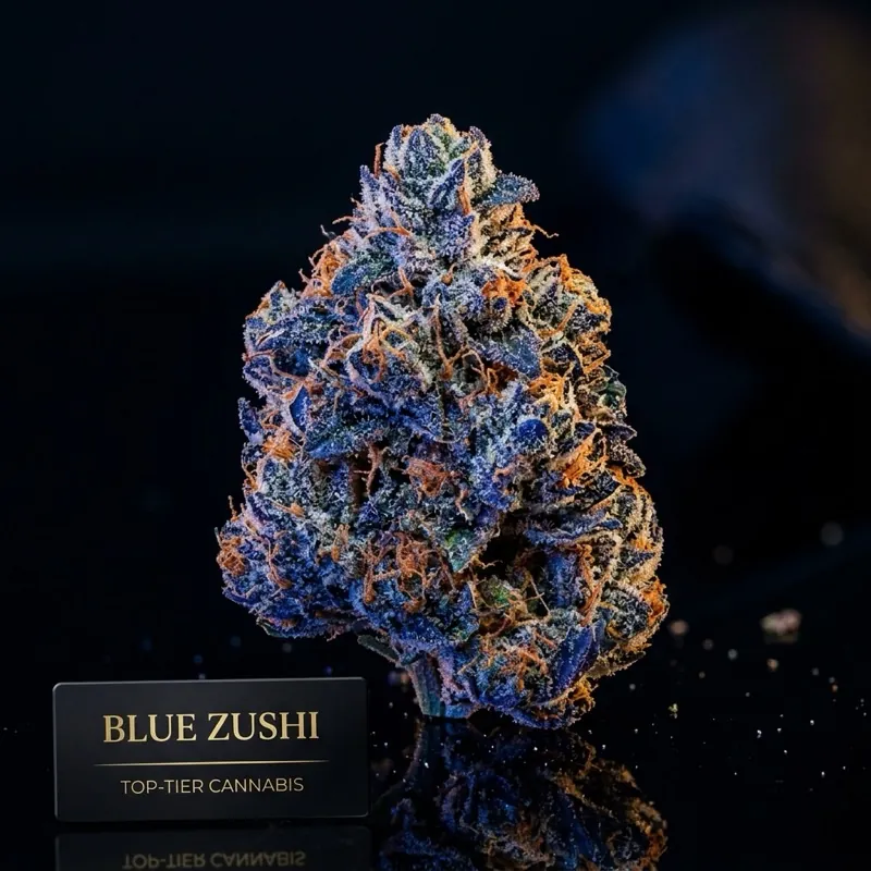 Ботанічна макроілюстрація суцвіття культивару Blue Dream (Блю Дрим (Голубая Мечта)) — морфологія чашечок та трихом