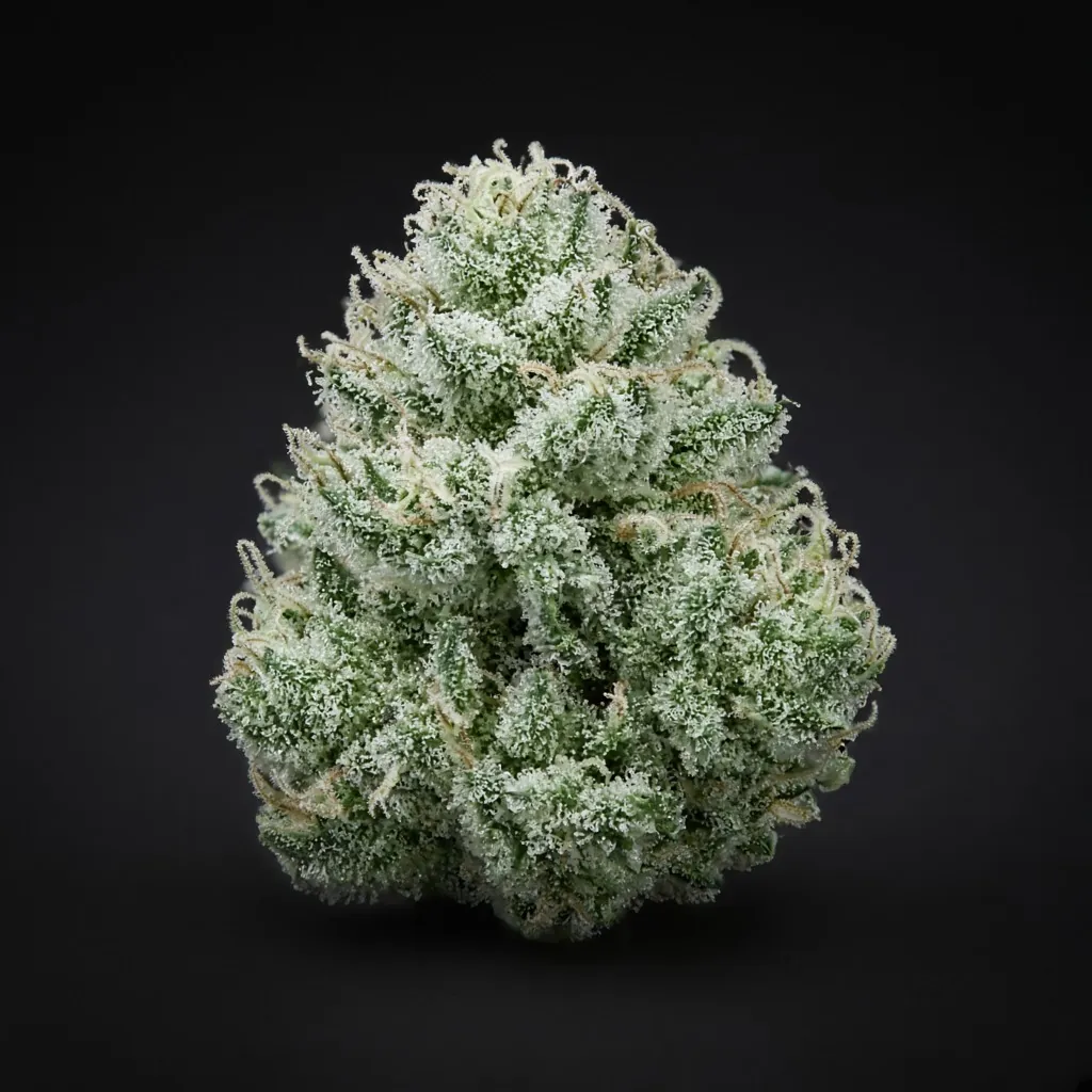 Ботанічна макроілюстрація суцвіття культивару White Widow (Белая Вдова (Уайт Видоу)) — морфологія чашечок та трихом
