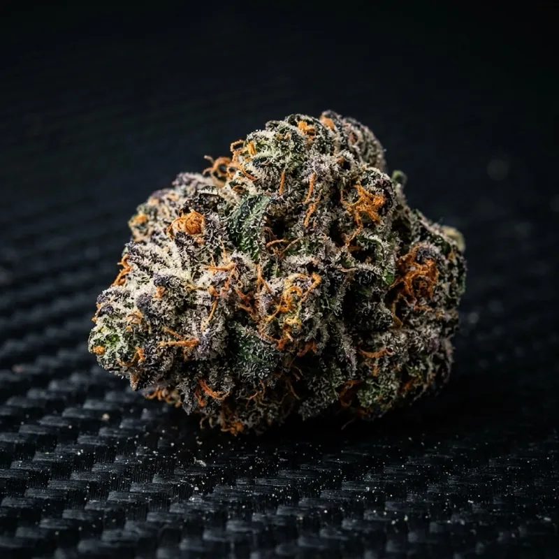 Ботанічна макроілюстрація суцвіття культивару Sour Diesel (Sour D) (Саур Дизель) — морфологія чашечок та трихом